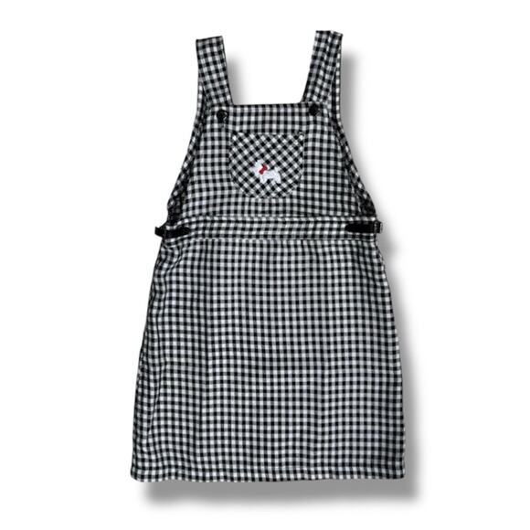 Girls Jumper Dress Size 6X Black White Gingham Scottie Dog Embroidered Fall - Picture 1 of 7